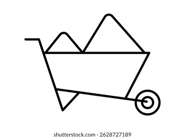 Black icon of a wheelbarrow with soil