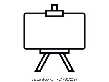 Schwarzes Symbol von Whiteboard oder Bildschirm auf Stativ