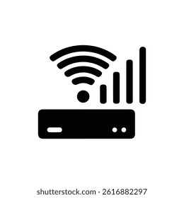 Black Icon of Wi-Fi Hotspot with Signal Bars for Mobile Internet Devices