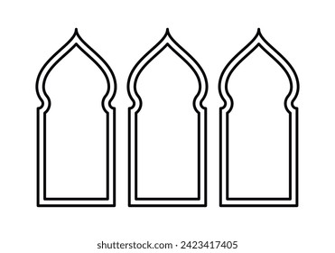 Schwarzes Symbol der Fenster einer Moschee.