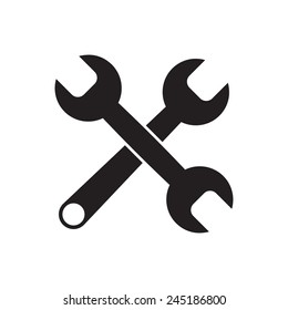 Black icon of Wrench. 