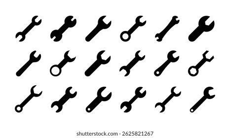 Black icon of wrench tool set