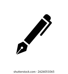 Black Icon of a Writing Pen for Office and School Use