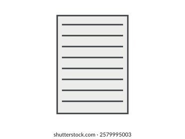 Black icon of written document on white background