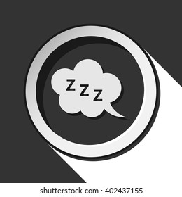 black icon with ZZZ speech bubble and white stylized shadow