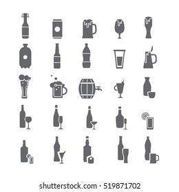Black icons with alcohol