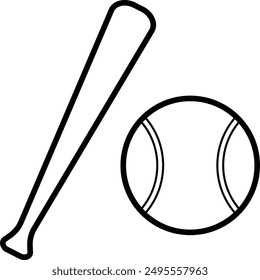 Black icons of ball and bat.