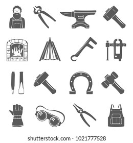 Black Icons - Blacksmith Tools And Equipment