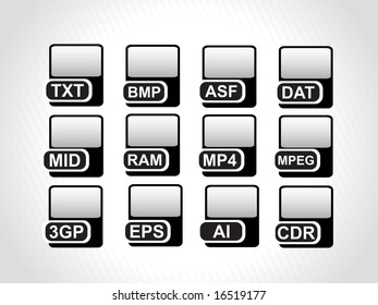 black icons for computer generated file