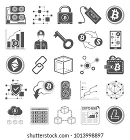 Black Icons - Cryptocurrency Mining