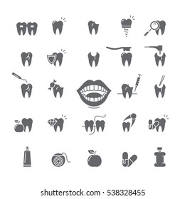 Black icons for dentistry