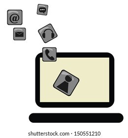 Black icons describing wireless functions for a user