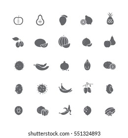 Black icons with different fruits