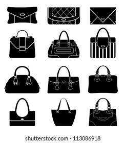 Black icons female bags. vector