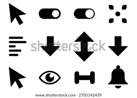 Black icons for interface design cursor toggle switch