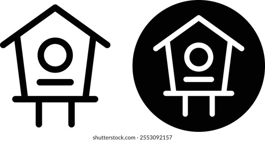 Black icons on bird houses