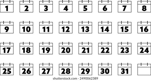 Black icons on the daily calendar