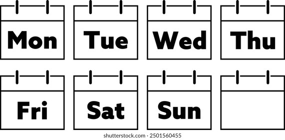 Black icons on the day-of-week calendar