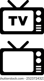 Iconos negros en televisores retro.