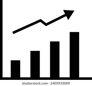 Iconos negros en un gráfico en constante aumento