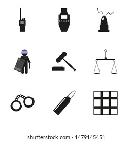 Black icons on the topic of police.