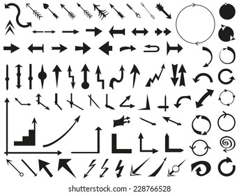 black icons on white background on the arrow