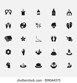 Black icons on white background SPA flat style