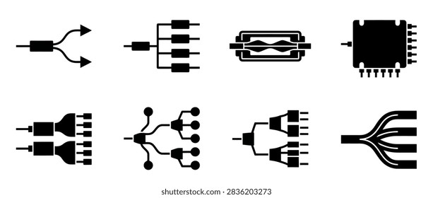 Black icons of optical splitters