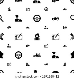 black icons pattern seamless. Included editable filled Race game, Diving, AI Architecture, chefs dish, Graphic tablet, Autonomous, Pencil & ruler icons. black icons for web and mobile.