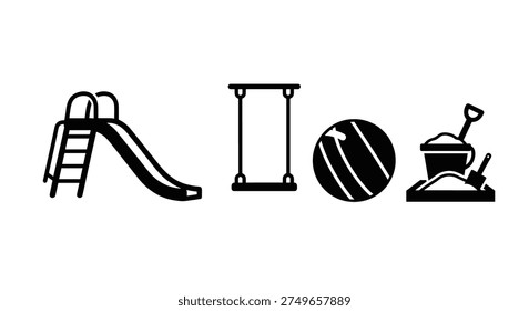 Black icons of playground equipment