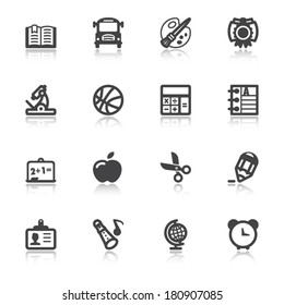 Black icons with reflection about the school