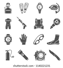 Black Icons - Scuba Diving Equipment
