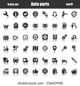 black icons set for automobile and transport