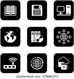 black icons set for digital or internet technology concept