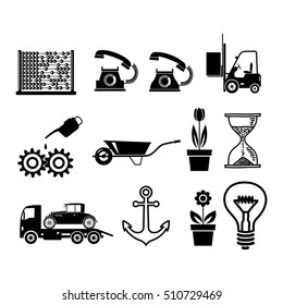 Black icons set on white background