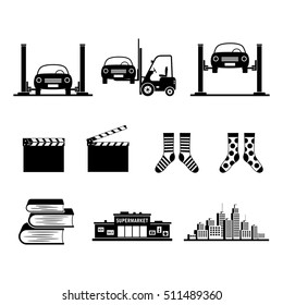 Black icons set on white background