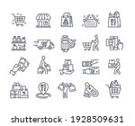 Black icons set for retail, grocery, restaurant food delivery concept. Flat outline cartoon vector illustration template design concepts isolated on white background for website, landing page web page