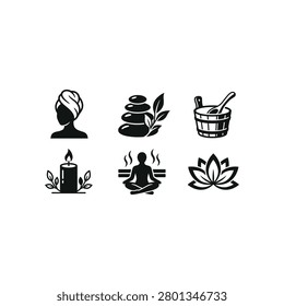 Black icons of spa and wellness