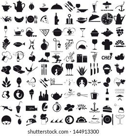 Black icons and symbols for food