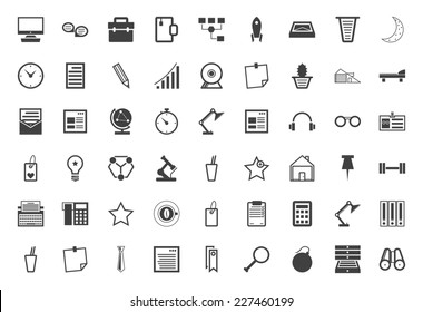 Black icons vector collection for freelance and business. Set of 54 business and freelance black vector icons on white background.
