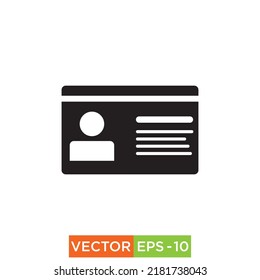 Black ID Card Icon design vector for web and print use