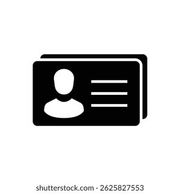 Ícone de cartão de identificação preto com efeito de camada dupla