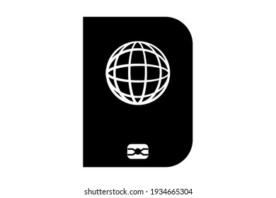 Black ID document, passport icon on white background.