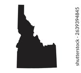 Black Idaho map isolated on white background