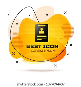 Black Identification badge icon isolated on white background. It can be used for presentation, identity of the company, advertising. Fluid color banner. Vector Illustration
