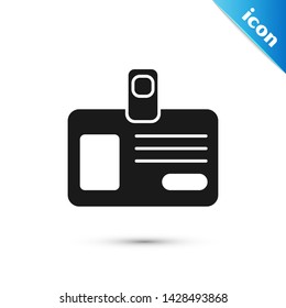 Black Identification badge icon isolated on white background. It can be used for presentation, identity of the company, advertising.  Vector Illustration