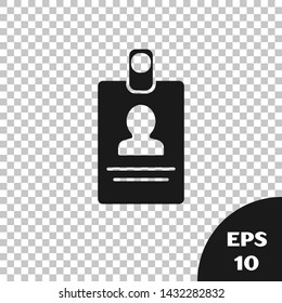 Black Identification badge icon isolated on transparent background. It can be used for presentation, identity of the company, advertising.  Vector Illustration