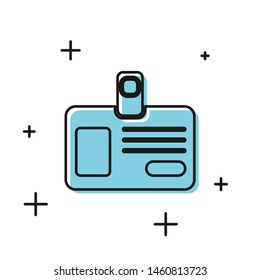 Black Identification badge icon isolated on white background. It can be used for presentation, identity of the company, advertising.  Vector Illustration
