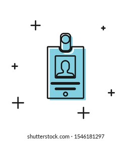 Black Identification badge icon isolated on white background. It can be used for presentation, identity of the company, advertising.  Vector Illustration