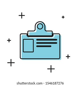 Black Identification badge icon isolated on white background. It can be used for presentation, identity of the company, advertising.  Vector Illustration